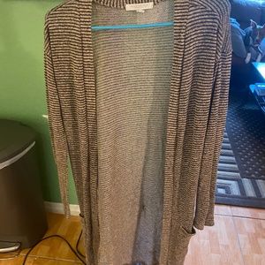 AEROPOSTLE WOMENS CARDIGAN XS GREY AND BLACK STRIPED
